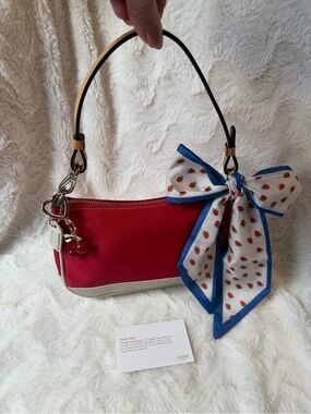 🍓 NEW! Y2K Coach HAMPTONS Red Demi baguette bag 🍓